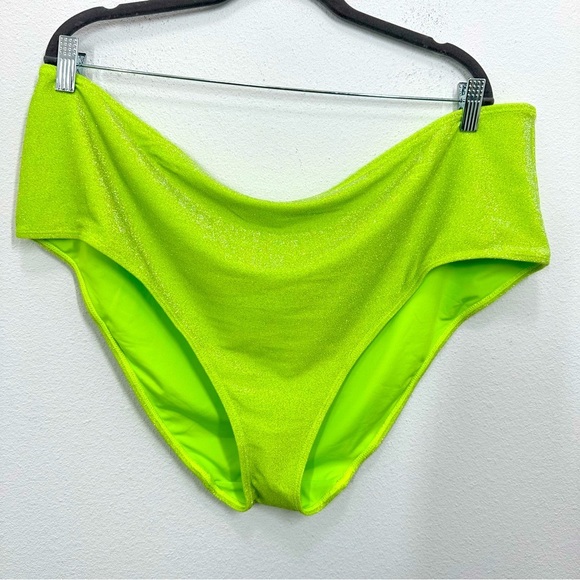 Good American Women's Size 5X Neon Green Sparkle Metallic Bikini Bottoms NWT - Picture 1 of 5